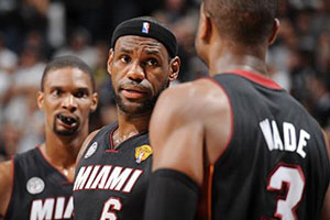 Chris Bosh, LeBron James and Dwayne Wade