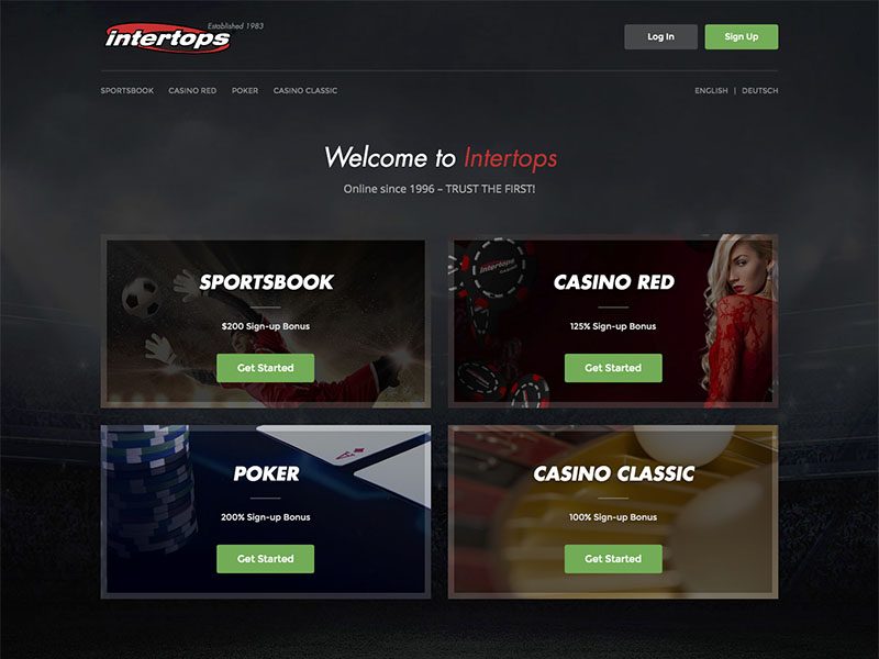 Intertops Screenshot of Homepage